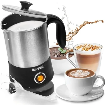 Afbeelding van Duronic MF300 Automatische elektrische melkopschuimer 550 W voor cappuccino koffie latte warme chocolademelk thee warm of koud schuim en melk inhoud 400 ml roestvrijstalen pot