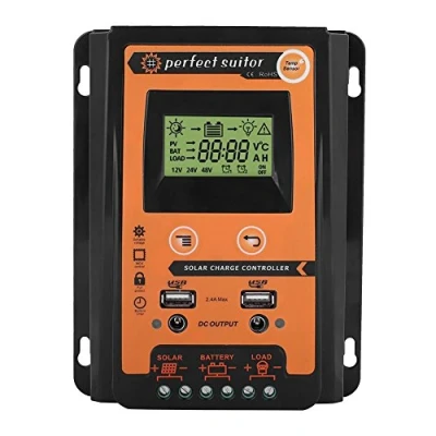 Afbeelding van laadregelaar op zonne energie, 12 V/24 V, dubbele USB zonnepaneelregelaar, MPPT met lcd display (30 A)