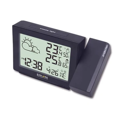 Afbeelding van EXPLORE SCIENTIFIC RPW3005 Projectie klok met weer, radiogestuurd, barometer, binnen en buitentemperatuurweergave sensor, blauw