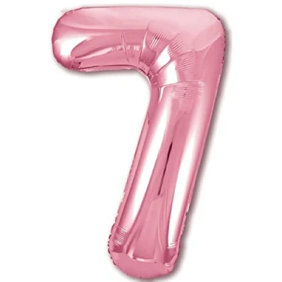 Afbeelding van Ballon met nummer 7, voor 7e verjaardag, in metallic roze, XXL, gigantisch, 100 cm, decoratie verjaardag meisjes, lucht of helium