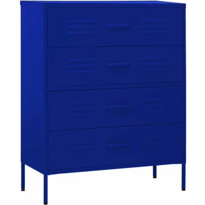 Afbeelding van vidaXL Ladekast 80x35x101,5 cm staal marineblauw