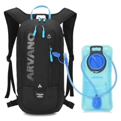 Afbeelding van Arvano 6 l mountainbike rugzak, drinkrugzak met 2 waterzak, ademende en lichte fietsrugzak, voor hardlopen, fietsen, wandelen, hardlopen outdoorsporten, zwart.