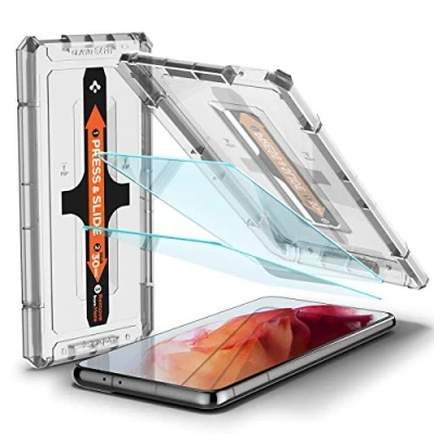 Afbeelding van Spigen Glas.tR EZ Fit Screenprotector compatibel met Galaxy S21, sjabloon voor installatie, Case friendly, 9H gehard glas