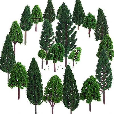 Afbeelding van Bememo Set van 22 bomen model 3 16 cm gemengde trein boom spoorweg landschap diorama architectuurbomen voor doe het zelf landschap, natuurlijk groen