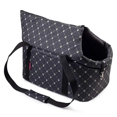 Afbeelding van Pet Carrier Hondendrager R1 S Zwart met een hondenpootpatroon