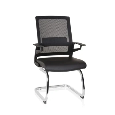 Afbeelding van Vergaderstoel Met Armleuning Kunstleder/Netstof Zwart Ergonomisch