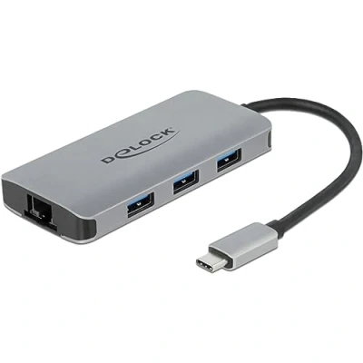 Afbeelding van Delock USB 3.2 Gen 1 Hub mit 4 Ports und Gigabit LAN PD
