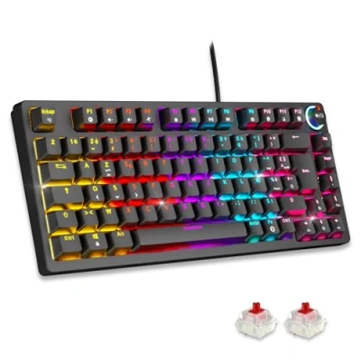 Afbeelding van EMPIRE GAMING Nieuw 2025 K248 mechanisch gamingtoetsenbord, bekabeld, MX Red (FR AZERTY) type C voor PC/PS4/PS5/Xbox RGB achtergrondverlichting 82 toetsen 26 anti ghosting