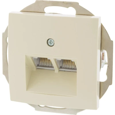 Afbeelding van Berker S1 contactdoos telefoon data inbouw CAT6A 2x 8 polig voor afdekraam crÃ ̈me 54.002.65