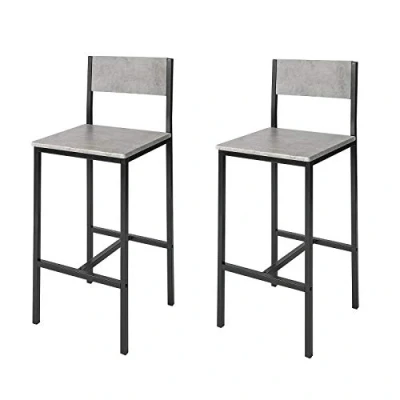 Afbeelding van SoBuy FST53x2 Set van 2 Barkrukken Werkkrukken Barkruk met rugleuning MDF Metaal, zithoogte 67 cm