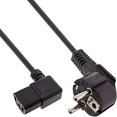 Afbeelding van InLine Apparaatsnoer met haakse C13 plug en stekker 3x 1,00mm / zwart 5 meter