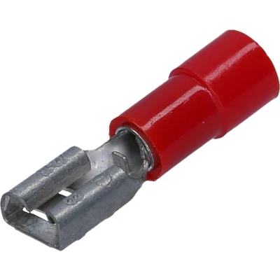 Afbeelding van 10 stuks Kalitec FHR485 platte stekkerdoos rood 4,8x0,5 I 0,5 1,5mm² kabelconnector gedeeltelijk geïsoleerd messing voor voertuigen en industrie