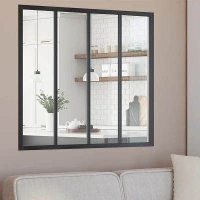 Afbeelding van 4 glazen dak B. 120 x H.108 cm in zwart metaal en gehard glas