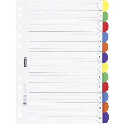 Afbeelding van Brunnen Office to go Tabbladen van kunststof, A4, 225 x 297 mm, verschillende kleuren, 12 stuks