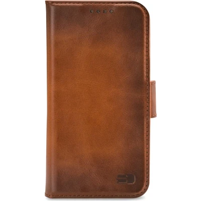 Afbeelding van Apple iPhone 13 Mini Hoesje Senza Desire Serie Echt Leer Bookcase Burned Cognac Geschikt Voor