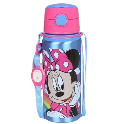 Afbeelding van DISNEY Minnie Mouse Aluminium THERMISCHE FLES, mondstuk, WATERFLES met schouderband, voor meisjes 600ml