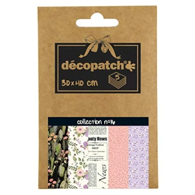 Afbeelding van Décopatch DP016O Bedrukt papier, 30 x 40 cm, verschillende motieven (Ref. 741 739 770 698 en 740)