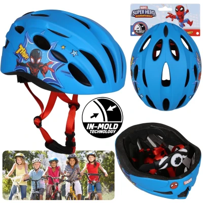 Afbeelding van MARVEL Spider Man Blauw kinderfietshelm IN MOLD, jongens, verstelbaar 52 56cm