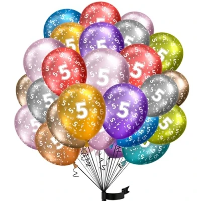 Afbeelding van ballon cijfer verjaardag 5 jaar 15 stuks 30 cm decoratie heliumballon