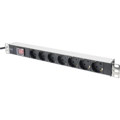Afbeelding van Digitus DN 19 PDU 7S inch Stekkerdoos voor patchkast Geaarde contactdoos Met schakelaar