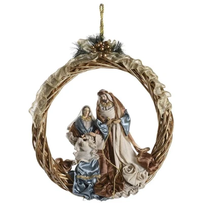Afbeelding van Kerststal Set Dkd Home Decor Blauw Gouden Kroon 30 X 5 Cm 50 10 57