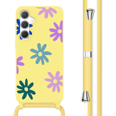 Afbeelding van imoshion hoesje Geschikt voor Samsung Galaxy A35 met koord Siliconen design Meerkleurig / Yellow Flower Distance