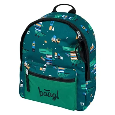 Afbeelding van Baagl Schoolrugzak voor kleuters, jongens en meisjes, kleuterschoolrugzak, kleine babyrugzak, kinderrugzak met borstband, Krokodil