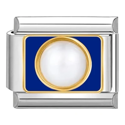 Afbeelding van Quiges Schakel Bedel 9mm charms Parel Geschikt voor Nomination armband Schakelarmband italy bedels