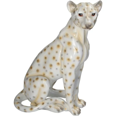 Afbeelding van Kersten Decoratief Beeld Luipaard, polyresin, wit, H46cm