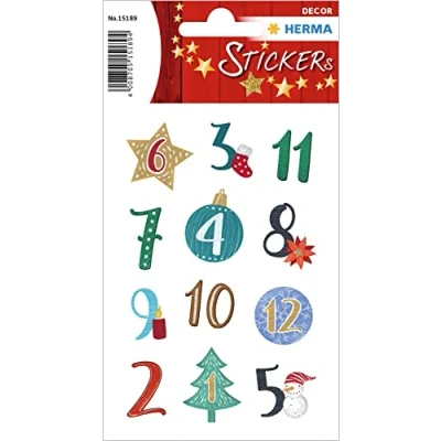 Afbeelding van HERMA 15189 kerststickers, glitterpapier, stickers, Kerstmis, knutselen, adventskalender, kerststicker, doe het zelf adventskalender