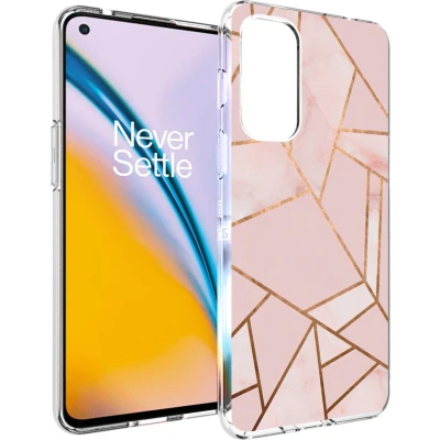 Afbeelding van iMoshion hoesje Siliconen Geschikt voor OnePlus Nord 2 Design Roze / Meerkleurig Goud Pink Graphic