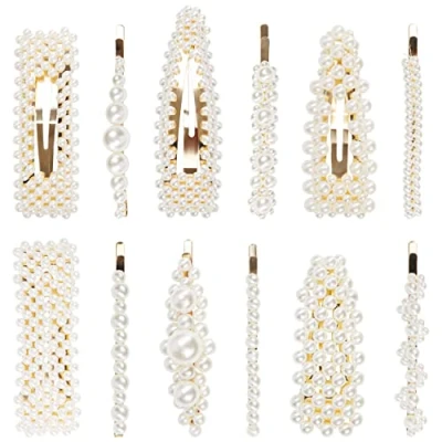 Afbeelding van Belle Vous 12 stuks parelhaarspelden voor dames en meisjes, modieuze sieraden haarspelden styling, elegante kristallen kralen kapsel, bruiloften feesten