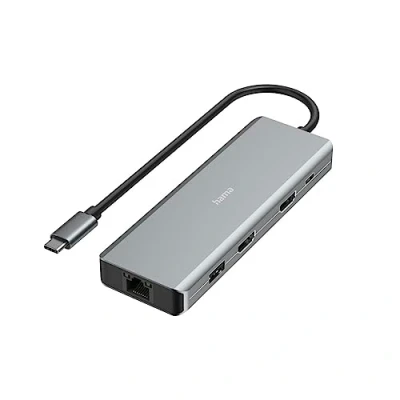 Afbeelding van Hama USB 3.2 Gen 1 hub 9 poorten Met snellaadpoort, C stekker, Ultra HD geschikt Grijs