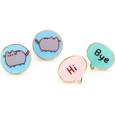 Afbeelding van the Carat Shop Pusheen Cat Hi, Bye Stud Earrings Jewelry