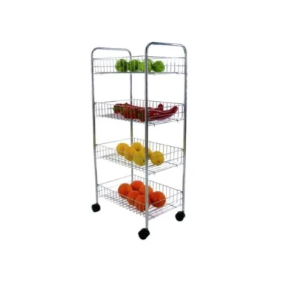 Afbeelding van MSV Keuken/badkamer trolley rvs metaal zilver met wielen 38 x 35 78 cm 4 niveaus