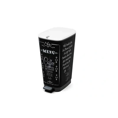 Image de Kis Poubelle De Cuisine A Pédale Noir Motif Coffee 42.5L