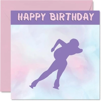 Afbeelding van Sportieve verjaardagskaarten voor vrouwen en meisjes, schaatsen, verjaardagskaart vriendin, zus, dochter, nichtje, teamgenoot, 145 mm x