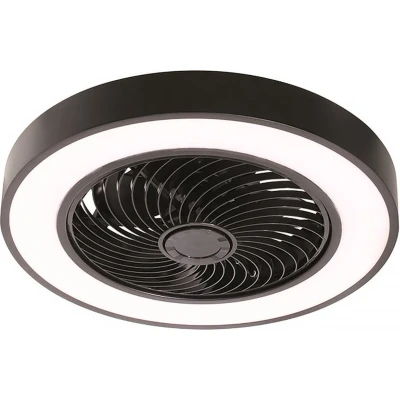Afbeelding van Freelight plafondventilator Fiato Ø 50 cm zwarte metalen ventilator top kwaliteit incl. remote speciaal voor lage plafonds met LED verlichting zwart