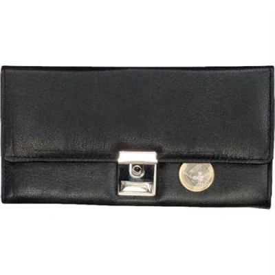 Image de Juscha JU 42080 Portefeuille Serveur Alassio Cuir Nappa Noir Avec Chaîne En Métal