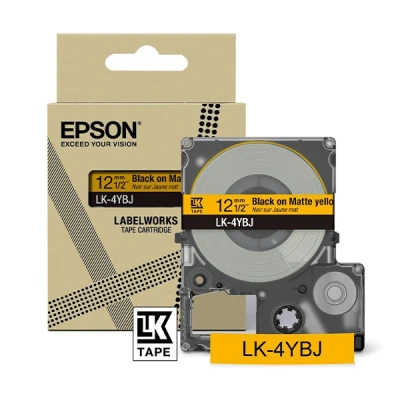 Image de Epson LabelWorks LK 4YBJ Noir sur jaune mat Rouleau (1,2 cm x 8 m) 1 cassette(s) boîte de suspension cartouche bande pour LW C410, C610