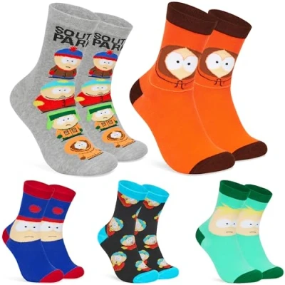 Afbeelding van South Park Kuitsokken voor heren, kleurrijke sokken, 5 stuks cadeau meerkleurig, één maat, Meerkleurig