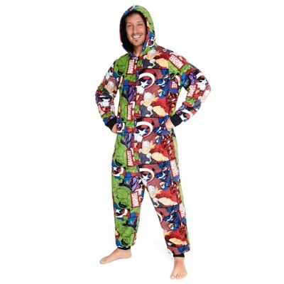 Afbeelding van Marvel Pyjama voor heren onesie volwassenen van fleece volwassenen, humoristische jongeren, groot Avengers S XXXL, Meerkleurig