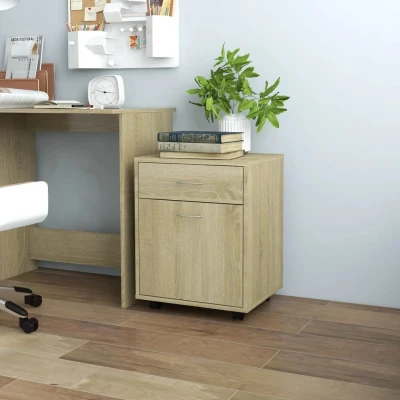 Afbeelding van Kast verrijdbaar 45x38x54 cm spaanplaat sonoma eikenkleurig