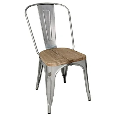 Afbeelding van Bolero Bistro gegalvaniseerd stalen stoelen met houten zitting (4 stuks)