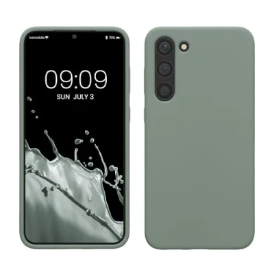 Afbeelding van kwmobile telefoonhoesje geschikt voor Samsung Galaxy S23 Plus Hoesje met siliconen coating Smartphone case in Regenwashed groen