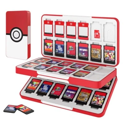 Afbeelding van MoKo Opberghoes voor speelkaarten, compatibel met Nintendo Switch OLED 2021/Switch/Switch Lite, opbergdoos van siliconen 48 vakken, beschermende organizer, cirkel