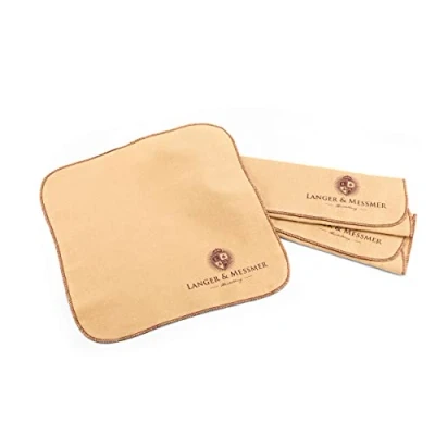 Afbeelding van Langer &amp; Messmer polijstdoek voor glad leer, 100% katoen, schoenpoetsdoek, made in Italy, wasbaar op 40 C, Beige