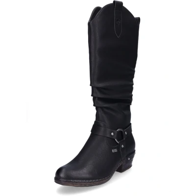 Afbeelding van Rieker 93670 Hoge laarzen voor dames, zwart.