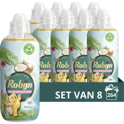 Afbeelding van 8x Robijn Wasverzachter Kokos Sensation 33 Wasbeurten 825 ml