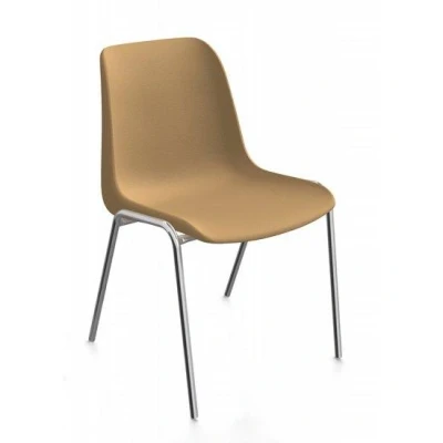 Afbeelding van Kantinestoelen Rome kunststof stapelbaar beige koppelbaar